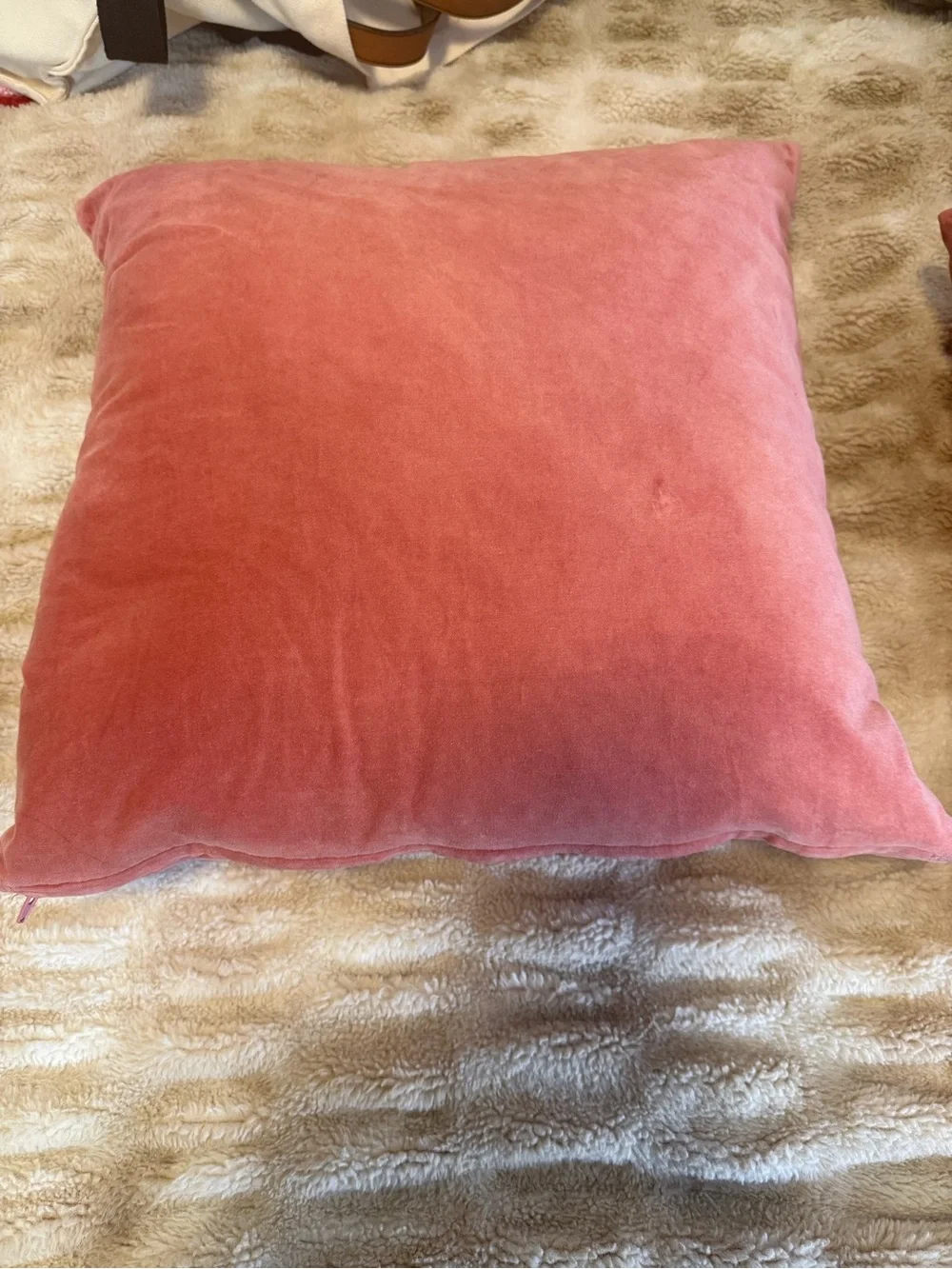 Pair of Down Stuffed Velvet Accent Pillow (2) - Coral